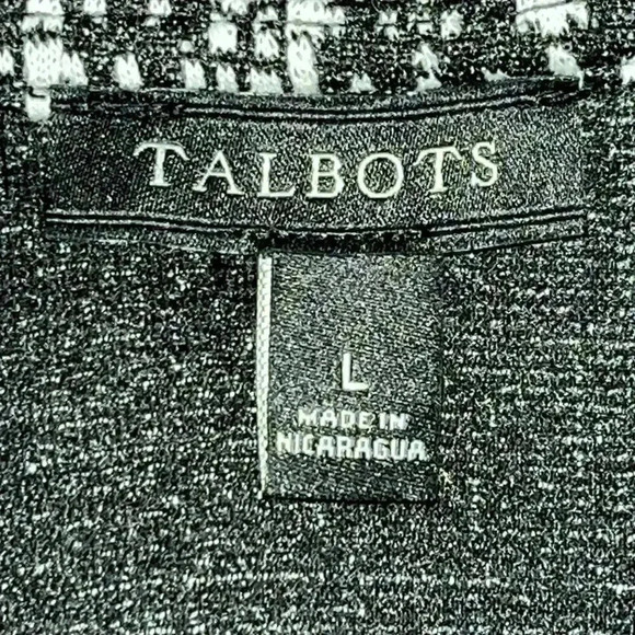 Talbots Women's Black White‎ Speckled Top with Bell Sleeve Size Large - Picture 3 of 7